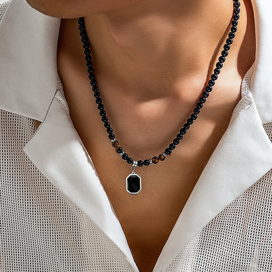 Geometric Beaded Necklace for Men - Necklaces | Buy Online in UK