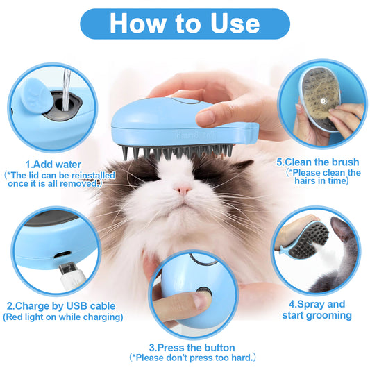 Steamy Cat Brush For Indoor Cats, Pet Steamer For Dogs - | Buy Online in UK