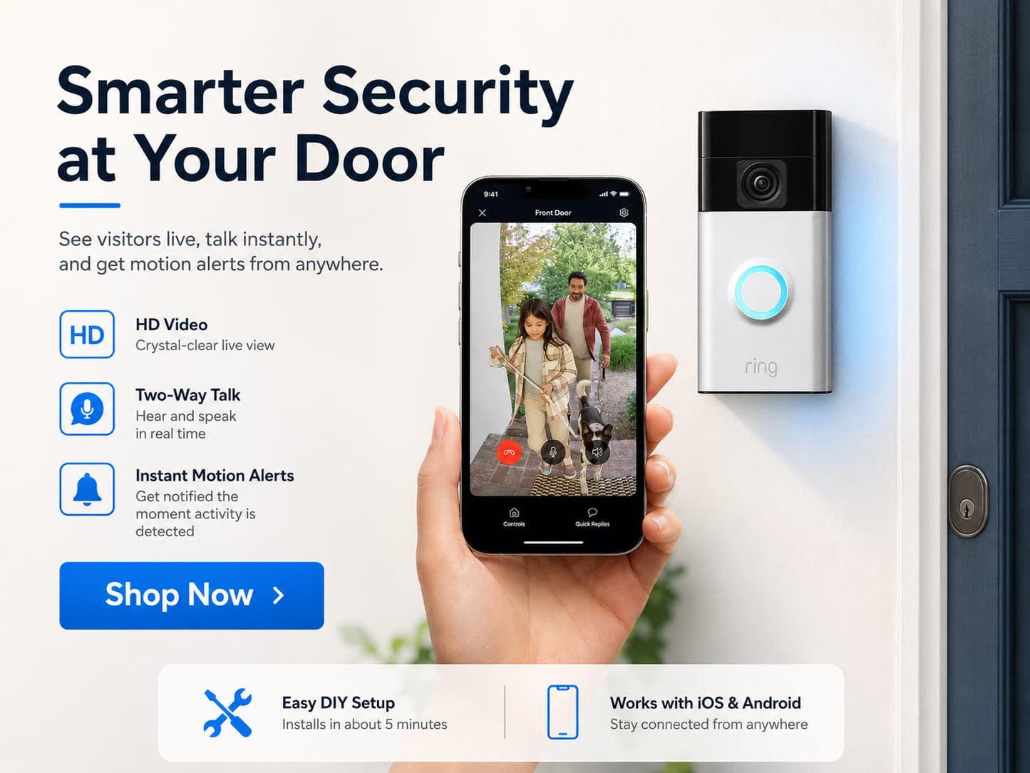 Ring Battery Video Doorbell – Satin Nickel