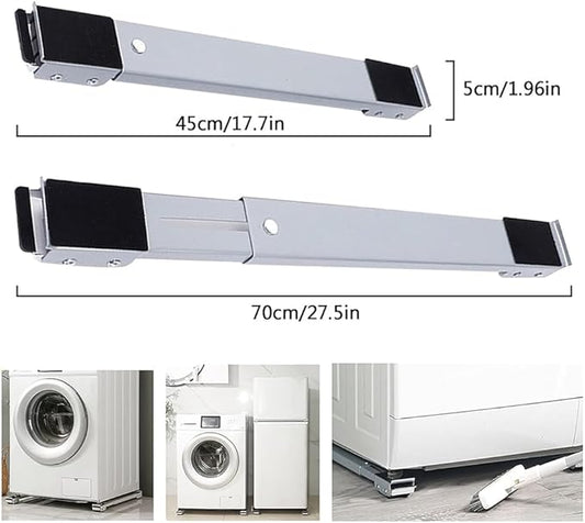 Adjustable Washing Machine Dolly 2Pcs Grey, Extendable Furniture Roller Stand with Brake Wheels, Heavy Duty Mobile Base for Fridge Dryer Dishwasher up to 300KG