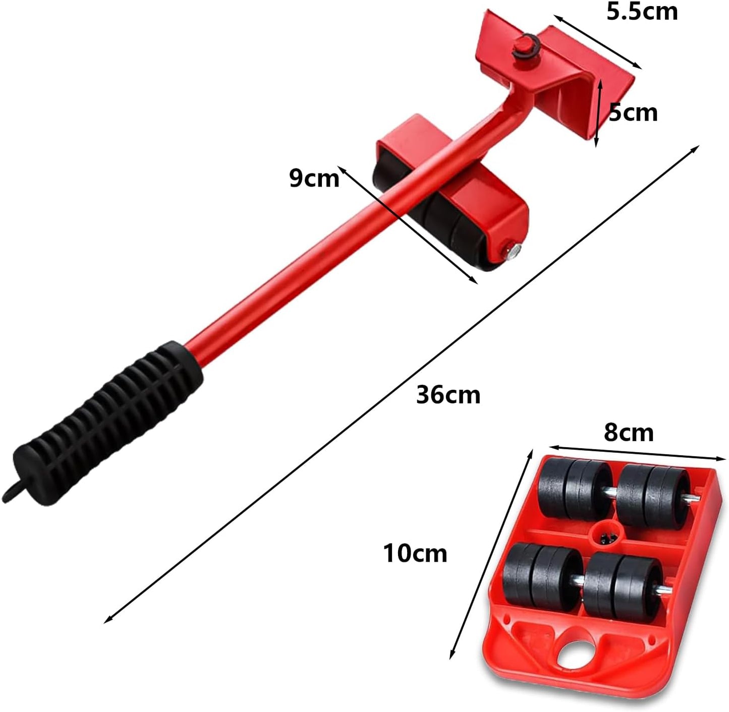 5PCS Furniture Movers Set – Heavy Duty 150KG Lifter with Wheels & Crowbar