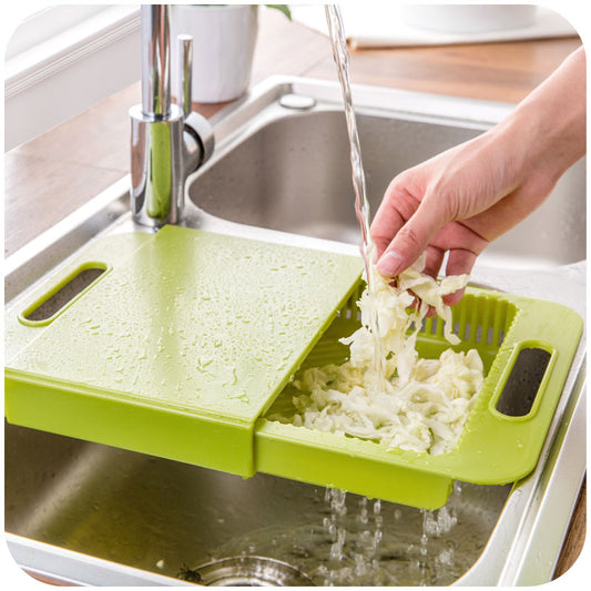 Multifunction Kitchen Chopping Board with Sink & Drain Basket – 3‑in‑1 Cutting, Washing & Storage Tool - Cutting Boards | Buy Online in UK