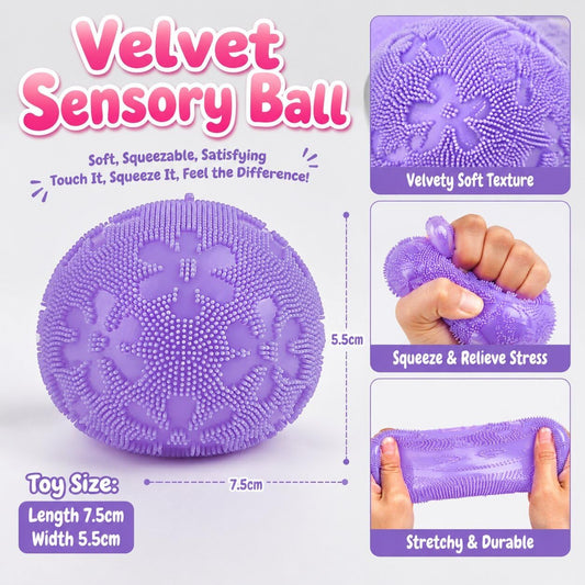 Fuzz Ball Fidget Stress Toy, Squishies Stress Balls, Fuzzball Sensory Ball with Spiky Texture, Squishy Fidget Toys, Adults Anxiety Relief Toys, Portable Fidget Toy for Office, School, Home(purple)