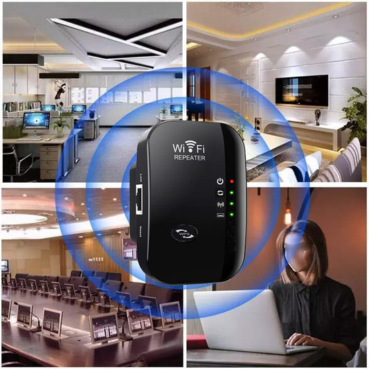 WiFi Repeater Range Covers Internet Amplifier UK Plug 300Mbps Black - Repeaters & Transceivers | Buy Online in UK