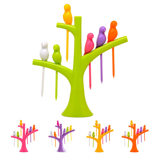 Food Picks For Kids Plastic Fruit Fork Tree Birds Dessert Fork Set Vegetable Food Cocktail Picks Dinnerware Food Decoration - Food Sticks | Buy Online in UK