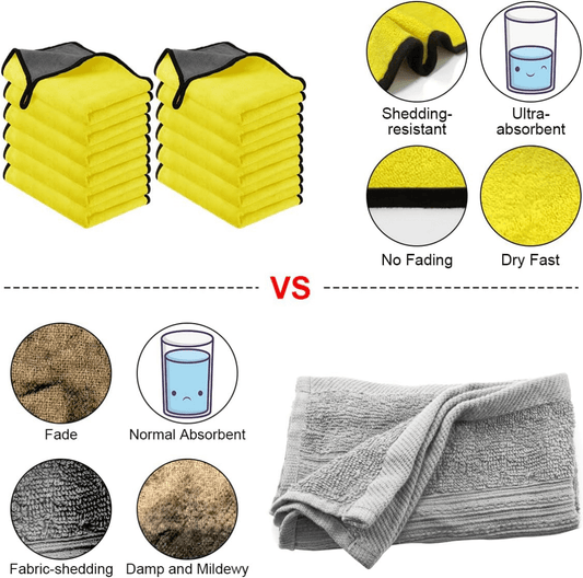 Buy 12PCS Microfiber Car Cleaning Towels – Super Absorbent Drying & Polishing Wash Cloth Set in UK - High Quality Vehicle Cleaning