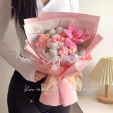 Rose and tulip knitted bouquet - Artificial Flowering Plants | Buy Online in UK