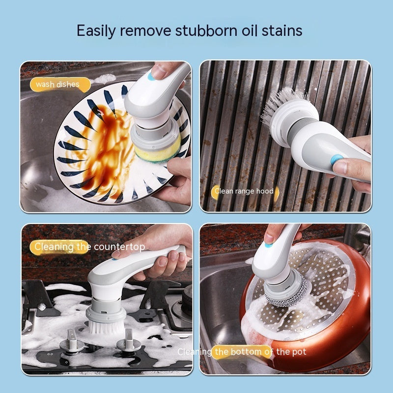 4‑in‑1 Electric Spinning Cleaning Brush – Cordless Handheld Scrubber for Home & Kitchen Cleaning - Scrub Brushes | Buy Online in UK