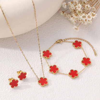 Clover Five-Petal Bracelet Jewelry – Lucky Flower Charm Bracelet for Women
