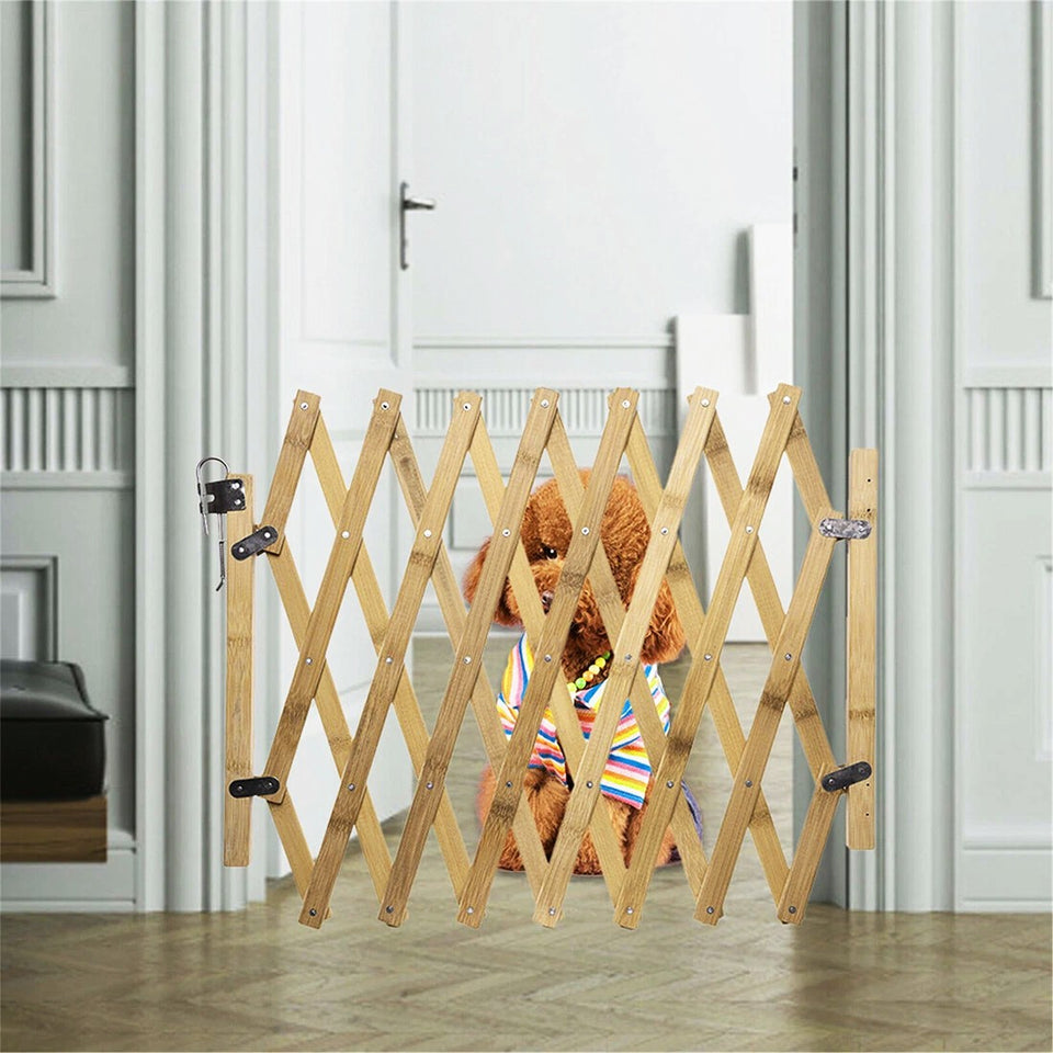 Retractable Wooden Dog Gate Pet Baby Safety Fence Barrier Doorways Stairs Garden - Fences & Gates | Buy Online in UK
