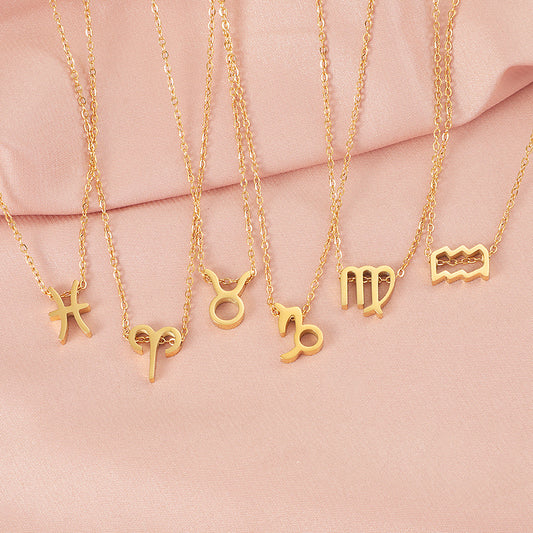 12 Zodiac Sign Collarbone Chain Necklace for Women