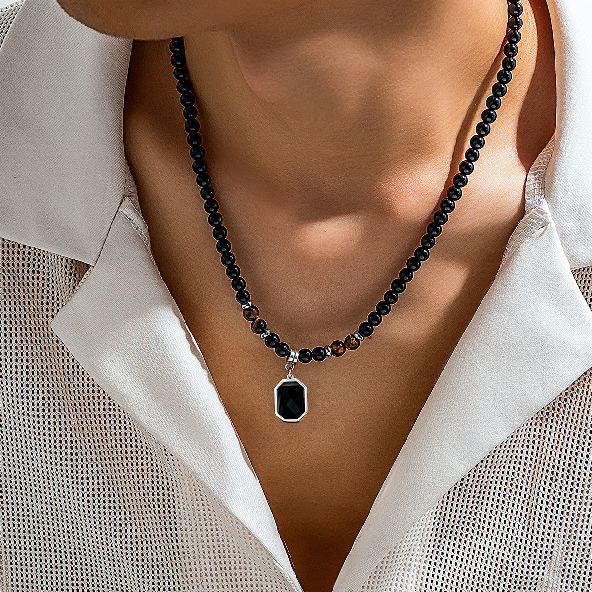 Geometric Beaded Necklace for Men - Necklaces | Buy Online in UK
