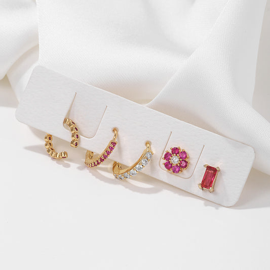 Women's Fashion Flower Earrings Set