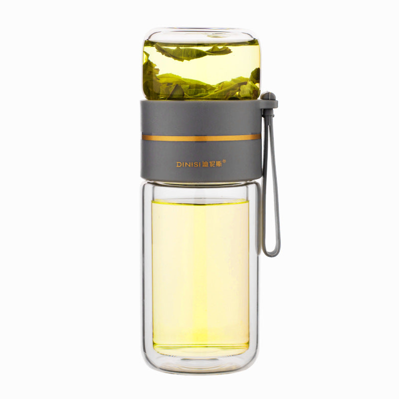 Double Wall Glass Water Bottle with Tea Infuser – Leakproof - Water Bottles | Buy Online in UK
