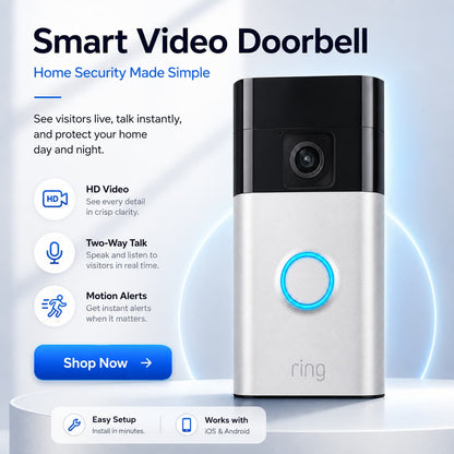Ring Battery Video Doorbell – Satin Nickel