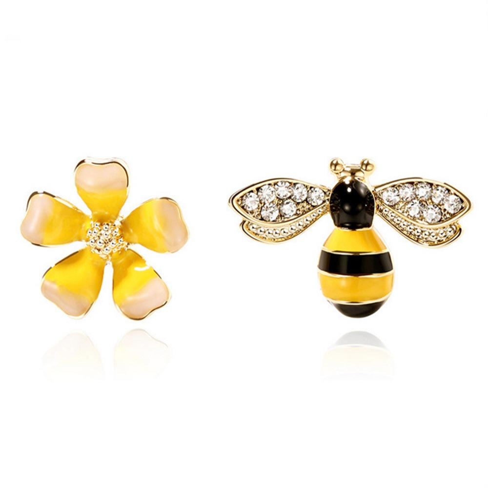 3 Styles Korean Inlaid Crystal Rhinestone Bee Earings For Women