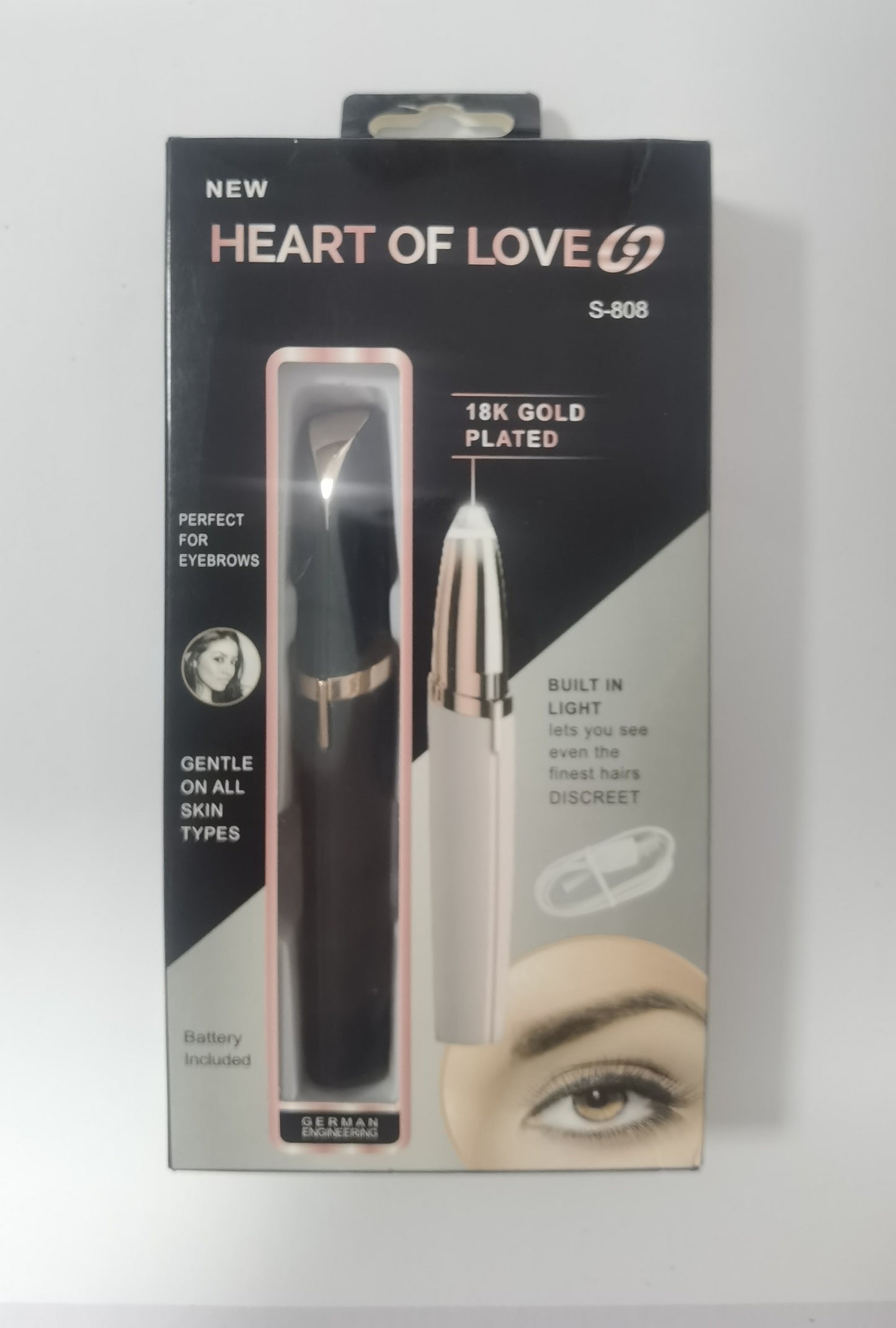 Mini Electric Eyebrow Trimmer & Lipstick Brows Pen – Painless Hair Remover with LED Light - Trimmers | Buy Online in UK