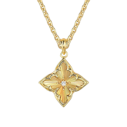 14k Gold-plated Zircon Pendant Necklace With A Clavicle Chain