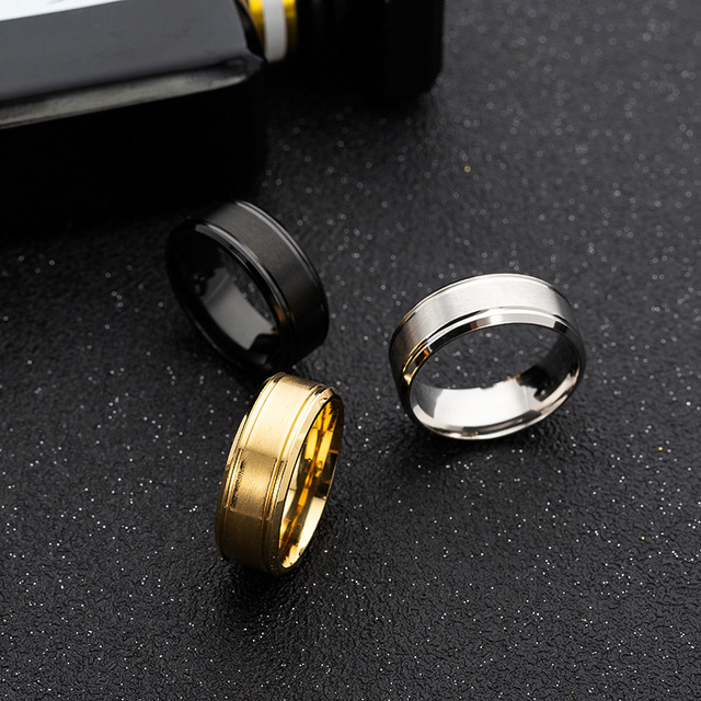 Men's Wedding Rings Black Silver Gold Pure 8MM Rings