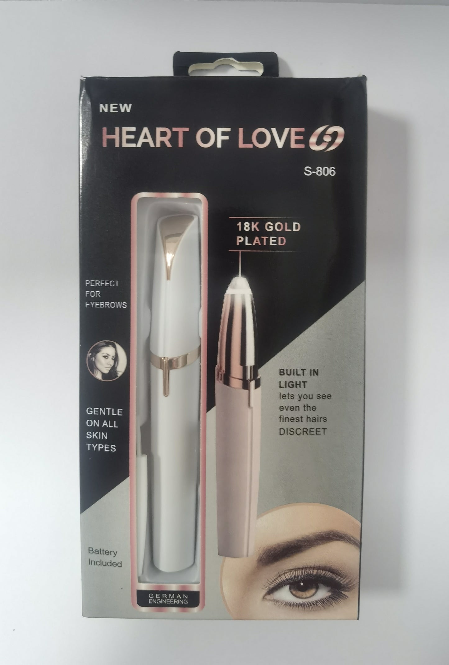 Mini Electric Eyebrow Trimmer & Lipstick Brows Pen – Painless Hair Remover with LED Light - Trimmers | Buy Online in UK