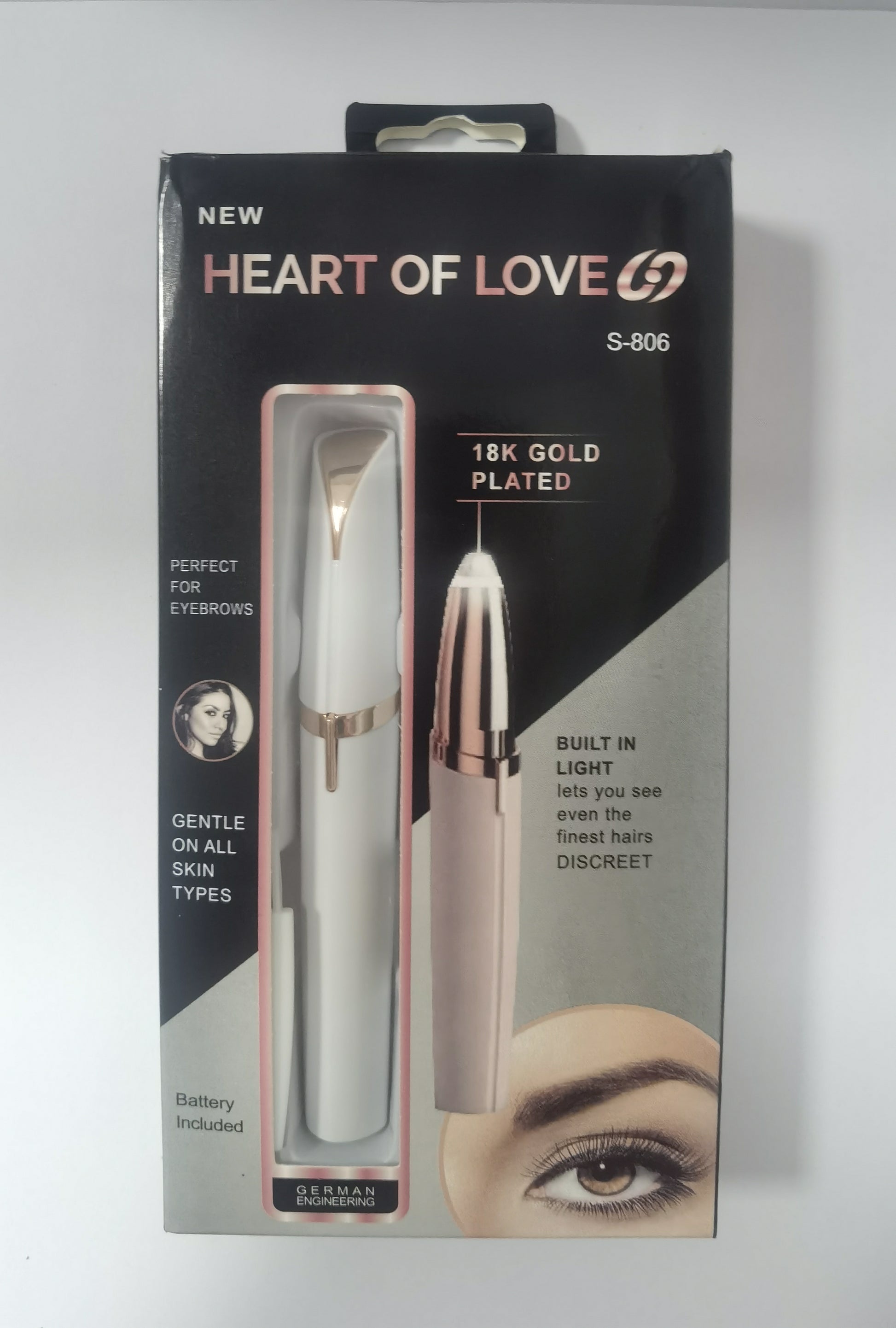 Mini Electric Eyebrow Trimmer & Lipstick Brows Pen – Painless Hair Remover with LED Light - Trimmers | Buy Online in UK
