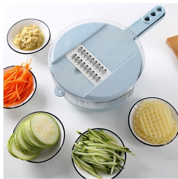 8‑in‑1 Mandoline Slicer – Multifunction Vegetable Cutter, Grater & Potato Peeler with Built‑In Strainer - Kitchen Slicers | Buy Online in UK