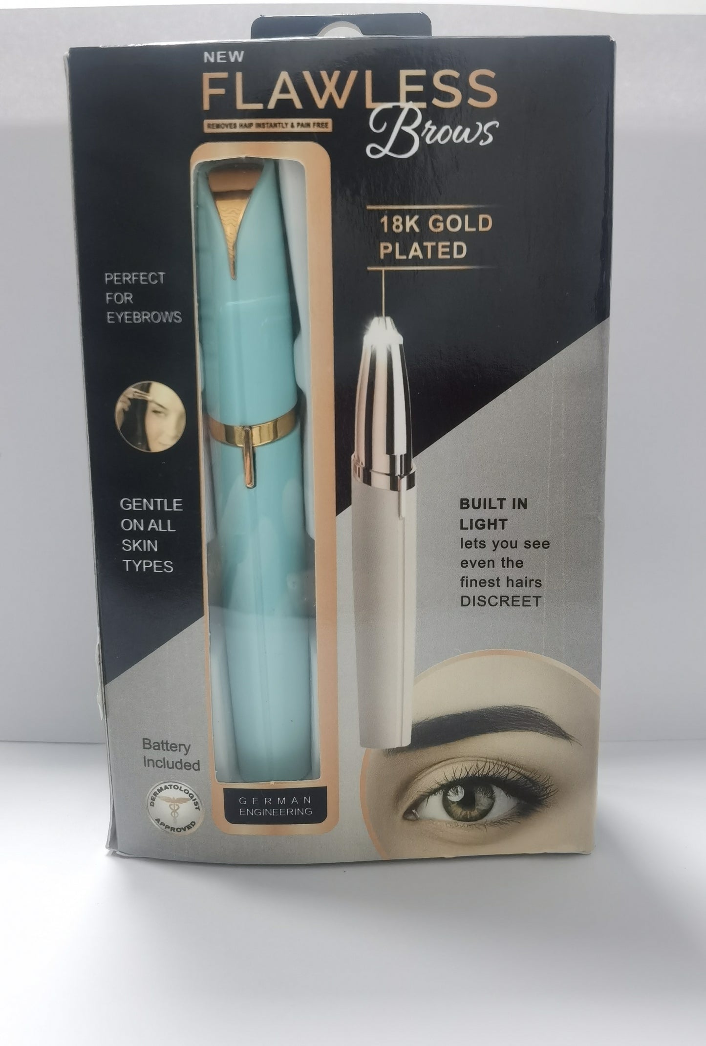 Mini Electric Eyebrow Trimmer & Lipstick Brows Pen – Painless Hair Remover with LED Light - Trimmers | Buy Online in UK