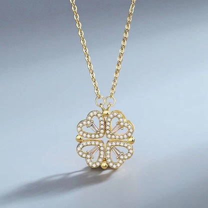 Copper Plated Love Four-Leaf Clover Necklace - Necklaces | Buy Online in UK