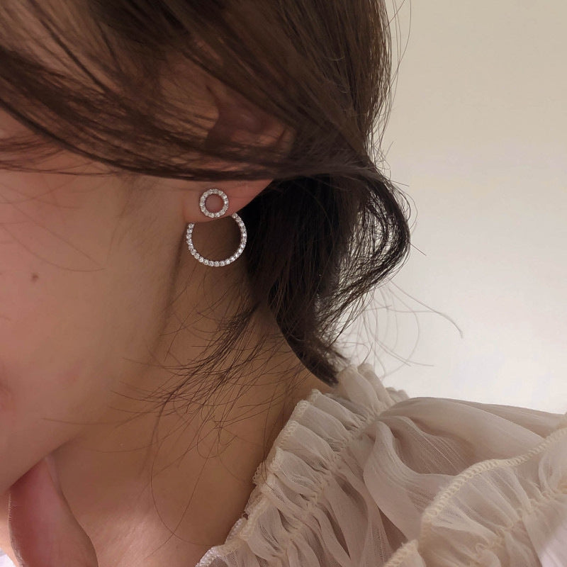 Micro Pave Zircon Front And Back Circle Stud Earrings For Women New Jewelry