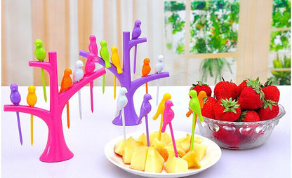 Food Picks For Kids Plastic Fruit Fork Tree Birds Dessert Fork Set Vegetable Food Cocktail Picks Dinnerware Food Decoration - Food Sticks | Buy Online in UK