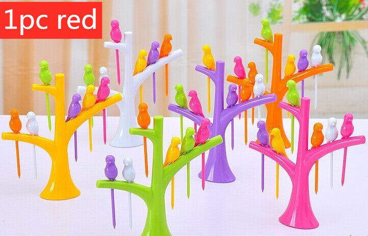 Food Picks For Kids Plastic Fruit Fork Tree Birds Dessert Fork Set Vegetable Food Cocktail Picks Dinnerware Food Decoration - Food Sticks | Buy Online in UK