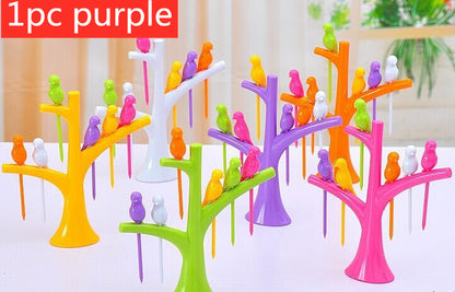Food Picks For Kids Plastic Fruit Fork Tree Birds Dessert Fork Set Vegetable Food Cocktail Picks Dinnerware Food Decoration - Food Sticks | Buy Online in UK
