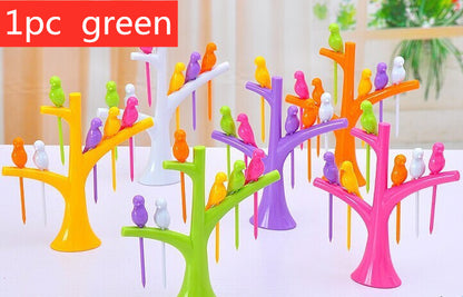 Food Picks For Kids Plastic Fruit Fork Tree Birds Dessert Fork Set Vegetable Food Cocktail Picks Dinnerware Food Decoration - Food Sticks | Buy Online in UK