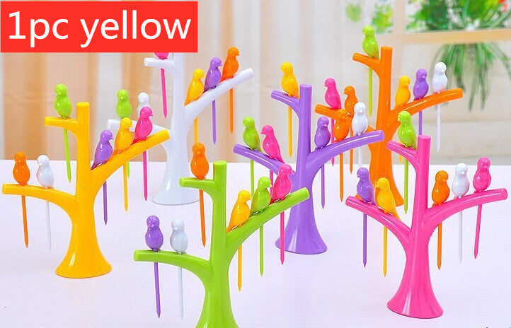 Food Picks For Kids Plastic Fruit Fork Tree Birds Dessert Fork Set Vegetable Food Cocktail Picks Dinnerware Food Decoration - Food Sticks | Buy Online in UK
