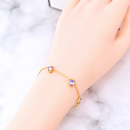 Simple Color Zircon Rhinestone Irregular Heart Water Drop Bracelet