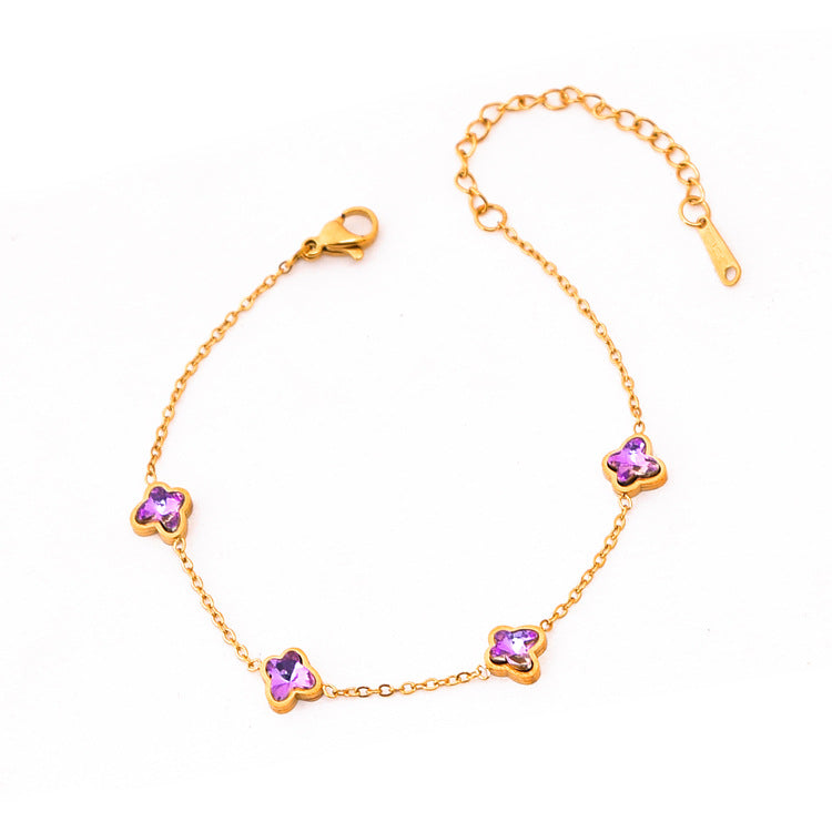 Simple Color Zircon Rhinestone Irregular Heart Water Drop Bracelet