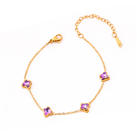 Simple Color Zircon Rhinestone Irregular Heart Water Drop Bracelet