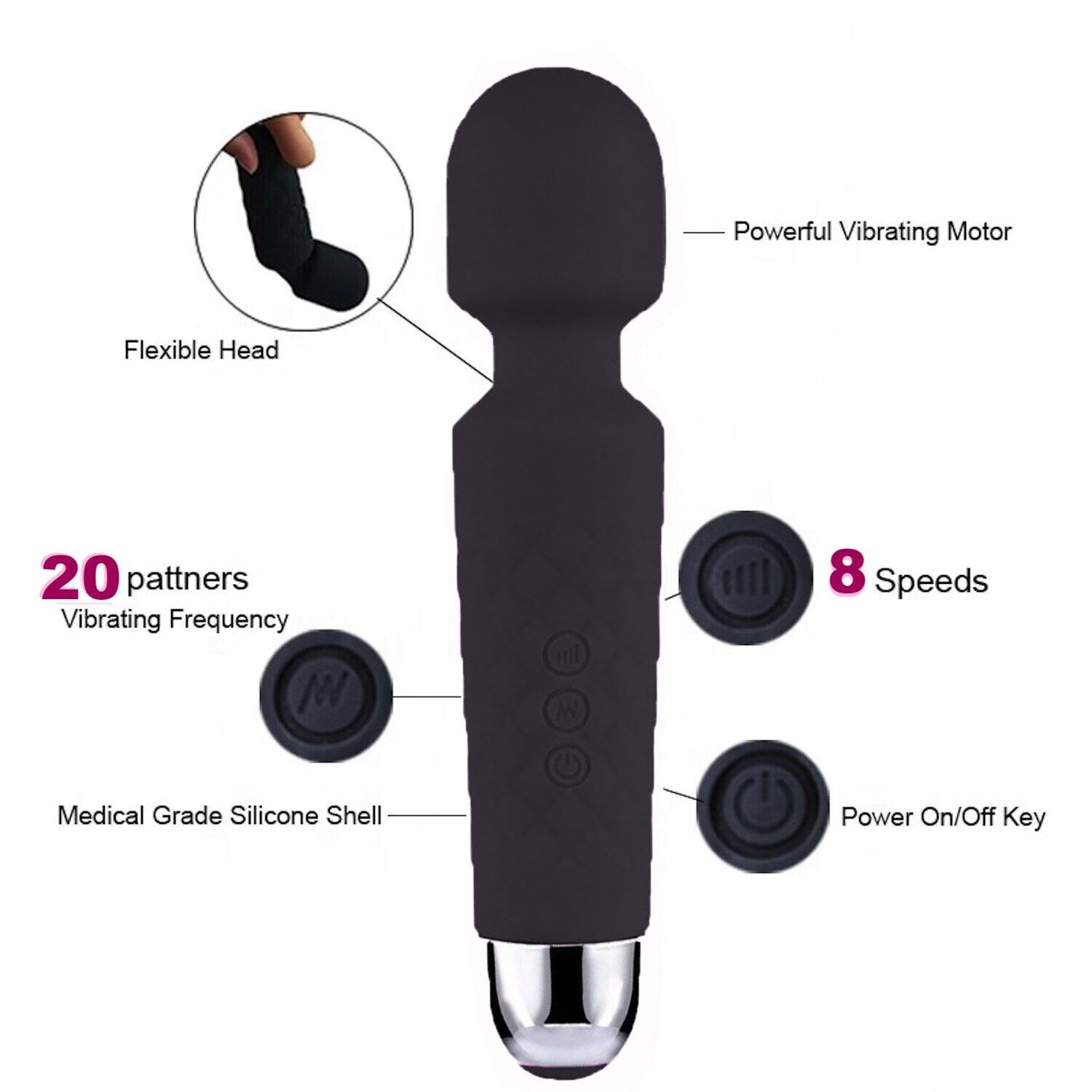 Magic Massage Wand Muscle Relaxation Massager 20 Speed Vibrating Full Body Therapy Motor Vibration - Electric Massagers | Buy Online in UK