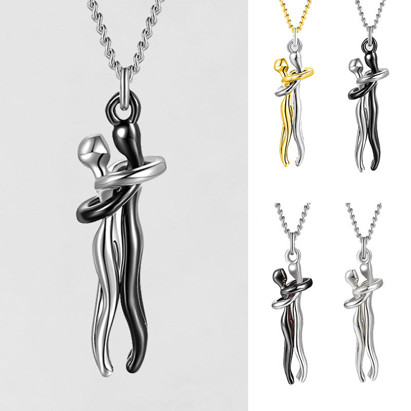 Love Hug Necklace Unisex Men Women Couple Jewelry Simple Temperament Clavicle Chain Valentine's Day Lover Gift