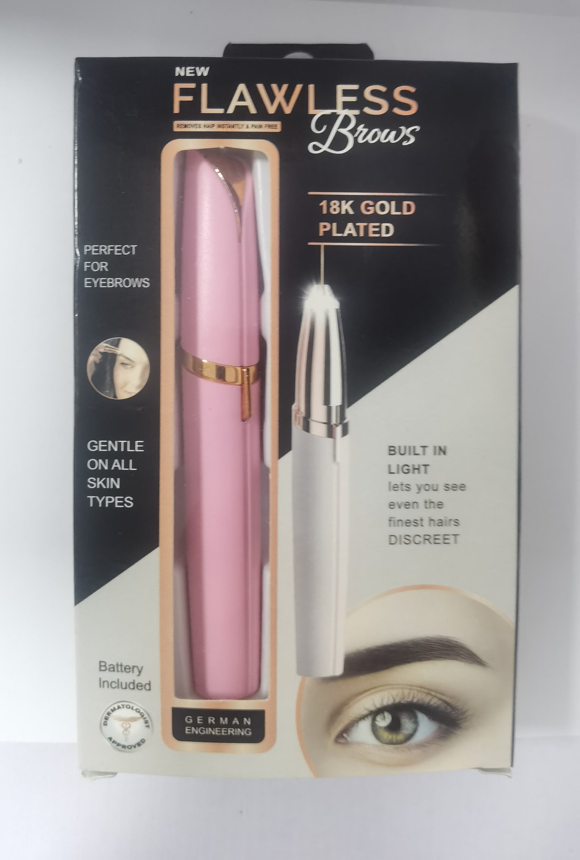 Mini Electric Eyebrow Trimmer & Lipstick Brows Pen – Painless Hair Remover with LED Light - Trimmers | Buy Online in UK