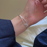 Geometric Knotted Half Bracelet for Women – Minimalist Open Cuff Bangle