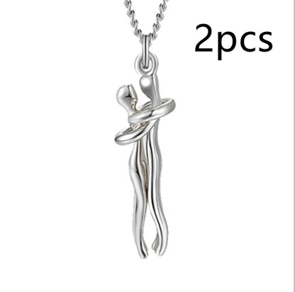 Love Hug Necklace Unisex Men Women Couple Jewelry Simple Temperament Clavicle Chain Valentine's Day Lover Gift