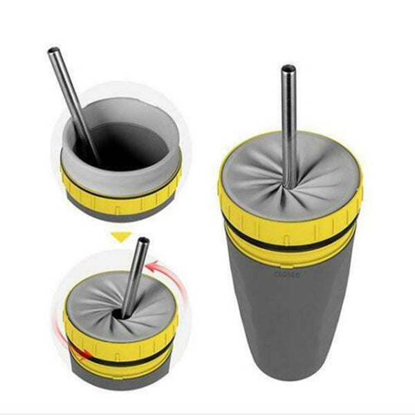 Portable Twist Tumbler – Double‑Insulated No‑Cover Cup with Straw for Children & Adults - Tumblers | Buy Online in UK