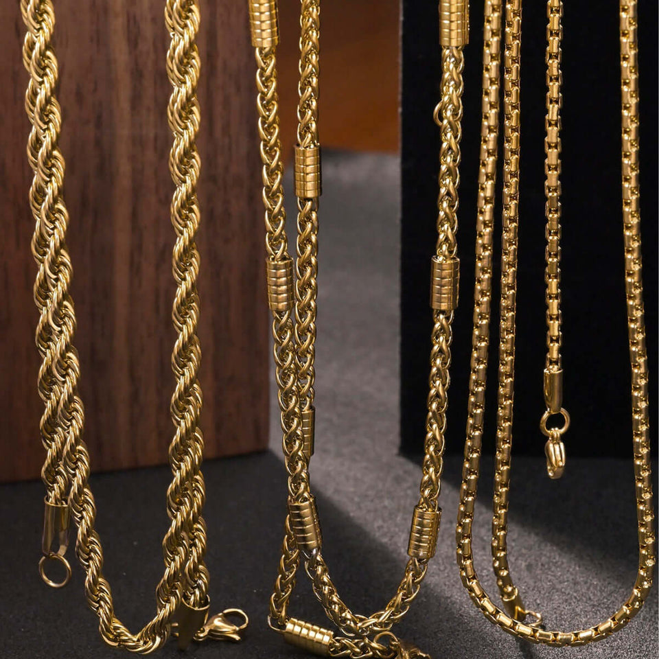 Buy Fashionable stainless steel thick necklace and twisted long necklace in UK - High Quality