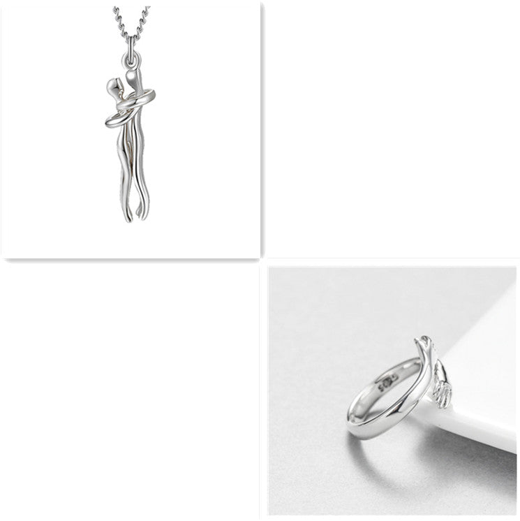 Love Hug Necklace Unisex Men Women Couple Jewelry Simple Temperament Clavicle Chain Valentine's Day Lover Gift