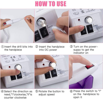 Electric Nail Art File Drill Machine Professional Manicure Pedicure False Set UK