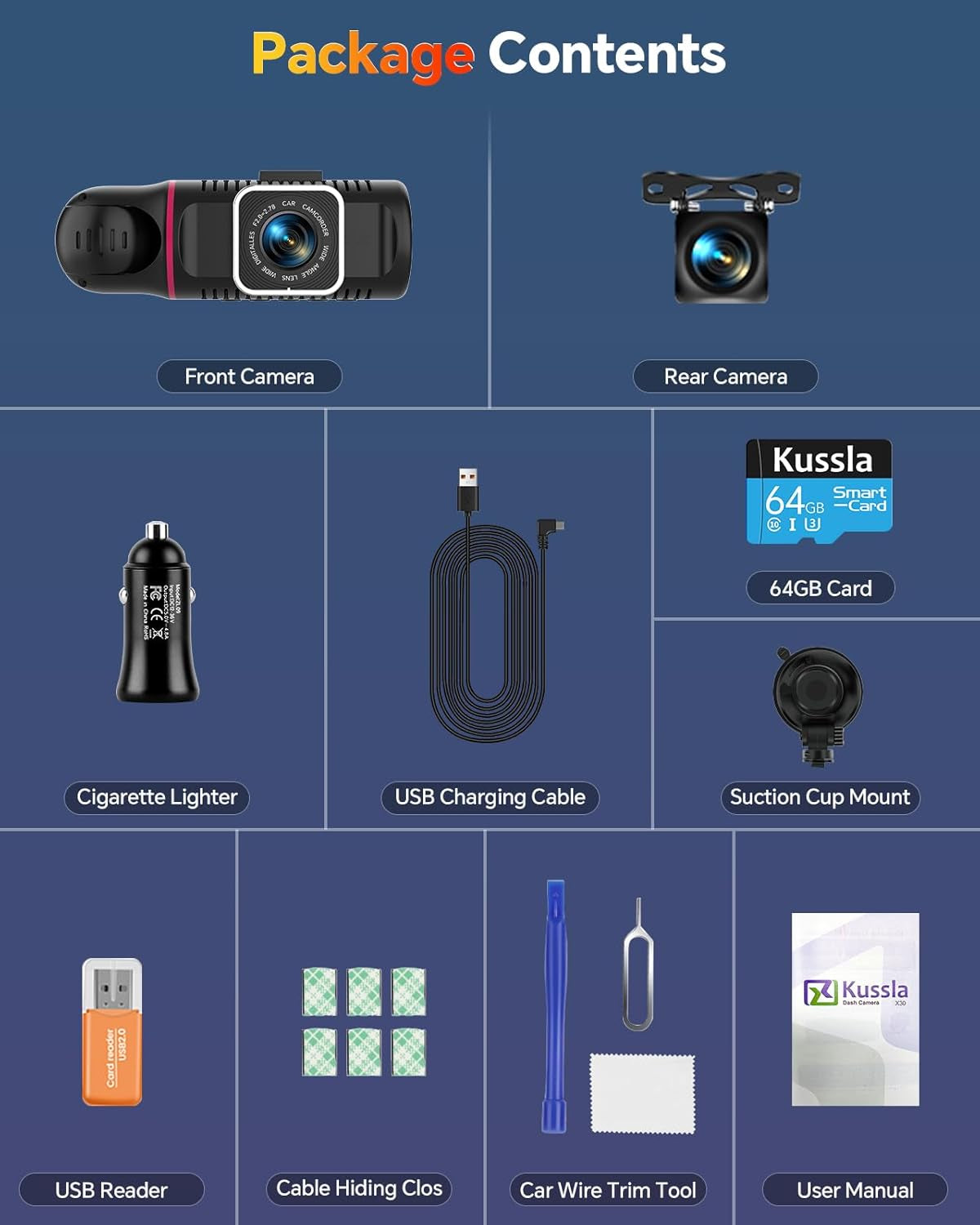 Dash Cam Front and Rear inside 3 Channel Dashcam for Cars 1080P - Uncategorized | Buy Online in UK