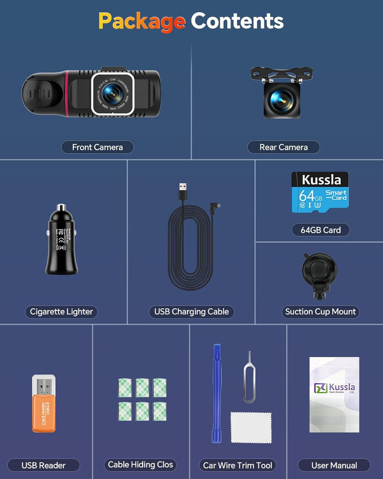 Dash Cam Front and Rear inside 3 Channel Dashcam for Cars 1080P - Uncategorized | Buy Online in UK