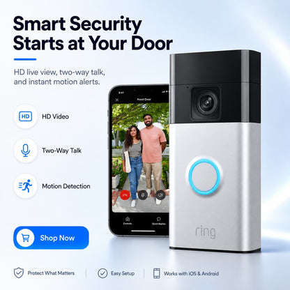 Ring Battery Video Doorbell – Satin Nickel