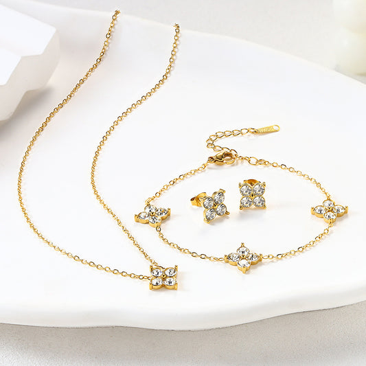 French Babys Breath Bracelet Necklace And Earrings Set